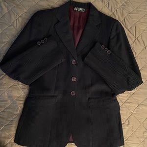 Navy Blue Striped Blazer